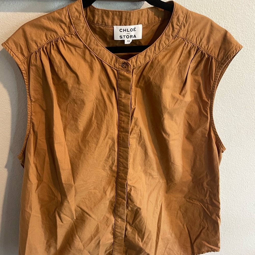 Chloe‎ and Stora Sleeveless Blouse in Warm Tan Size 40 - Picture 2 of 5